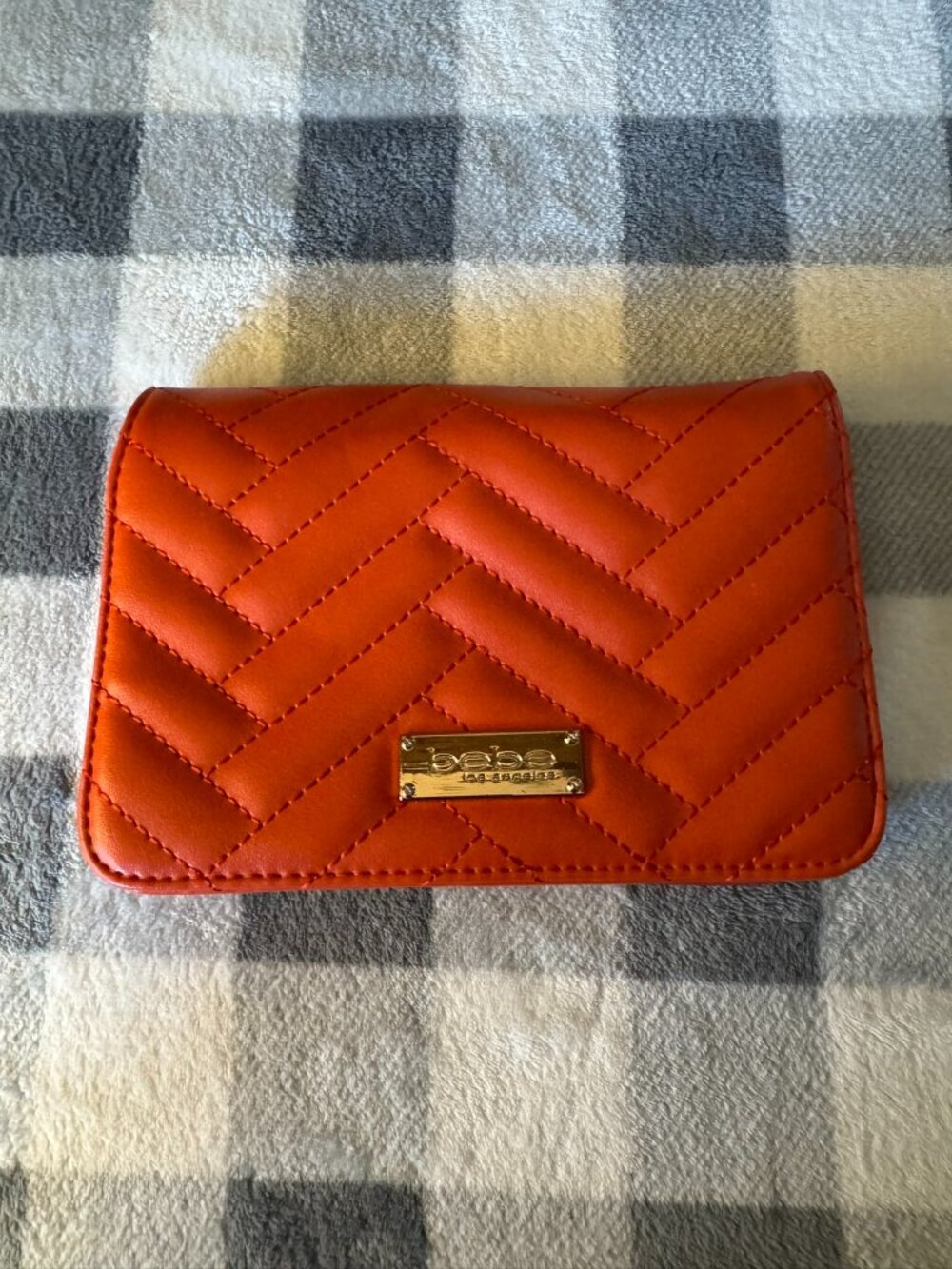 Bebe Quilted Crossbody Bag Orange Wallet NO CHAIN